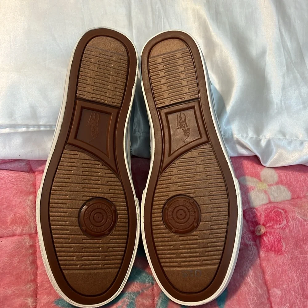 Vintage Polo Ralph Lauren Suede Trim Vaughn Dick Shoes Lt Blue. Size:10